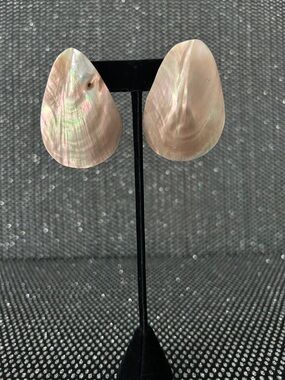 Natural Pink iridescent Mother-of-Pearl Teardrop Earrings